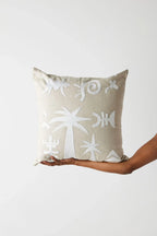 Keiskamma Natural White Linen & Silk Embroidered Throw Pillow Kanju Interiors