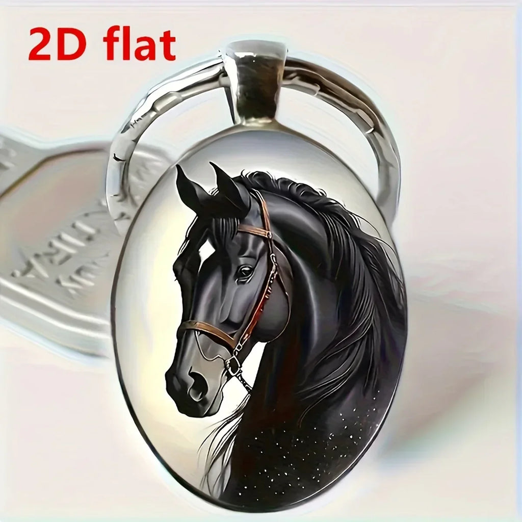 Keychain - Faux Gemstone Glass Horse