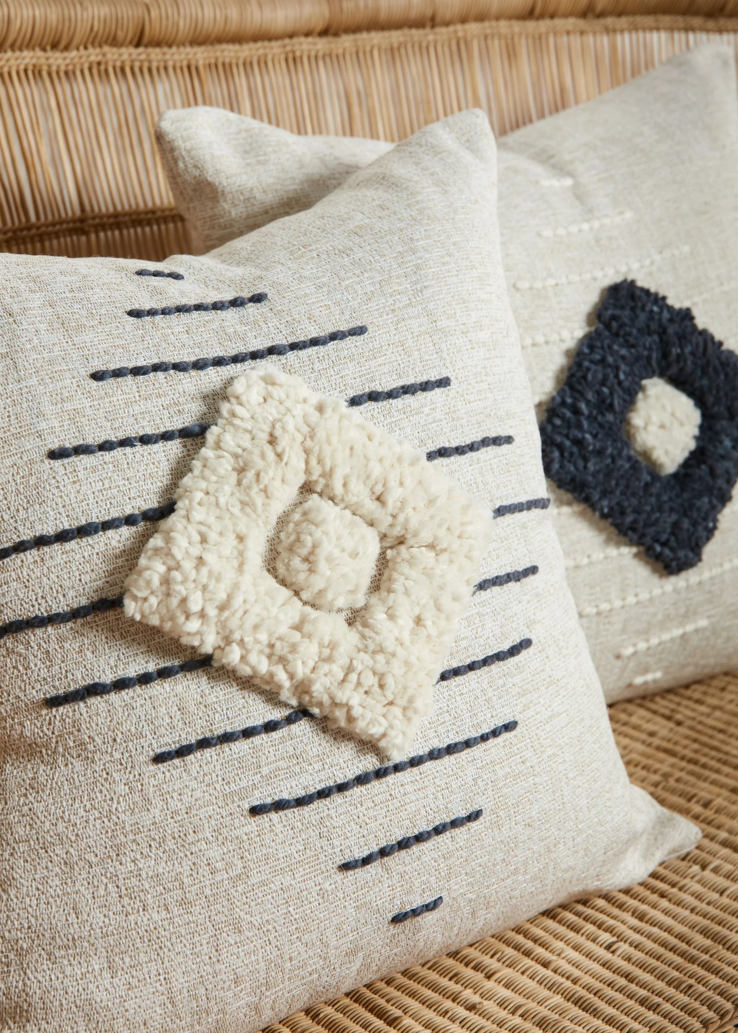 Khanya Throw Pillow in Grey and White Kanju Interiors