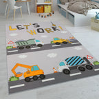 Kids Play-Mat Bob Construction Road with Trucks & Cranes RugYourHome