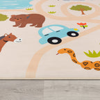Kids Play-mat Lilo with Wild Animals in Beige, side view - House Of Avana