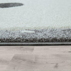 Kids Room Rug Cute Snow Bear 3d in Grey White, back view - House Of Avana