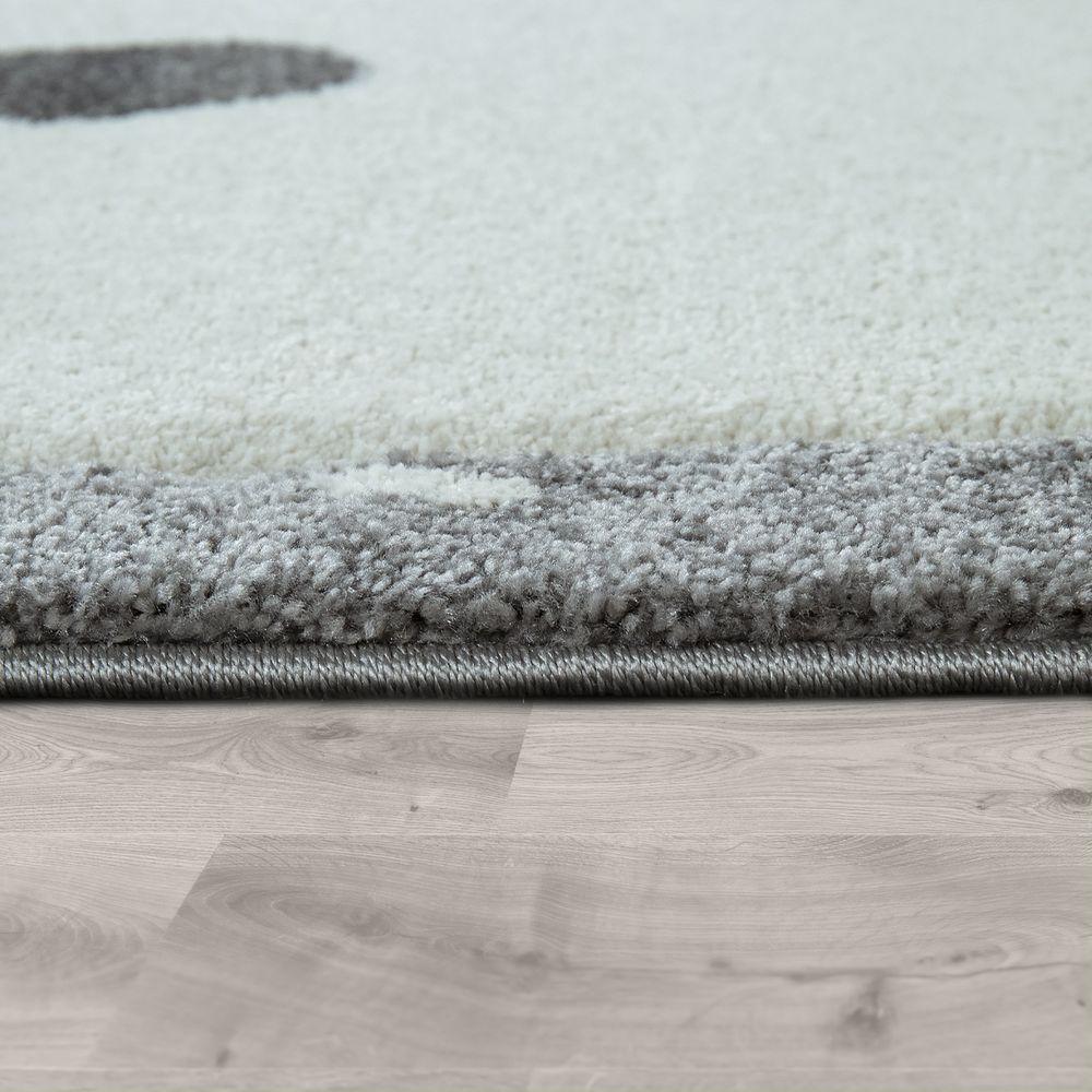 Kids Room Rug Cute Snow Bear 3d in Grey White, back view - House Of Avana
