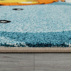 Kids Room Rug Lilo Cute Zoo Animals with 3d Effect - Cream Colorful, back view - House Of Avana