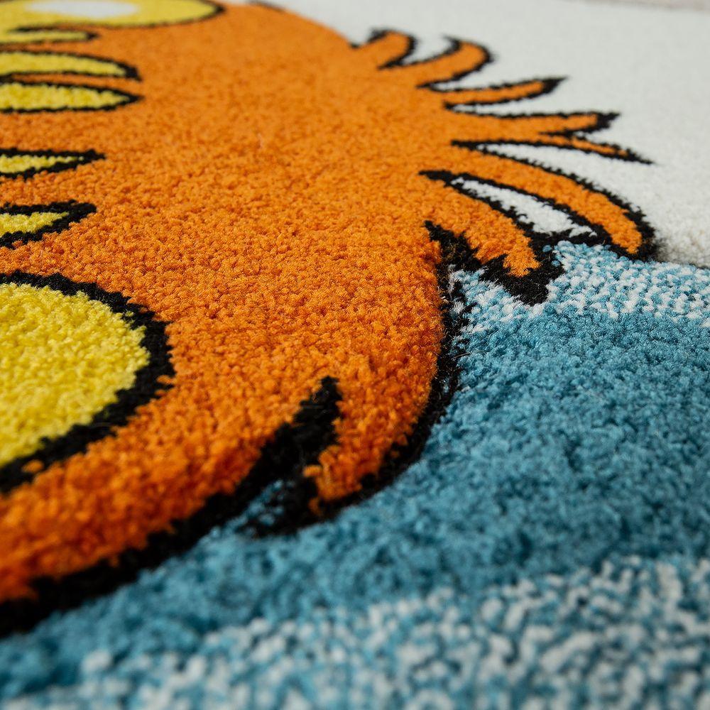 Kids Room Rug Lilo Cute Zoo Animals with 3d Effect - Cream Colorful, side view - House Of Avana