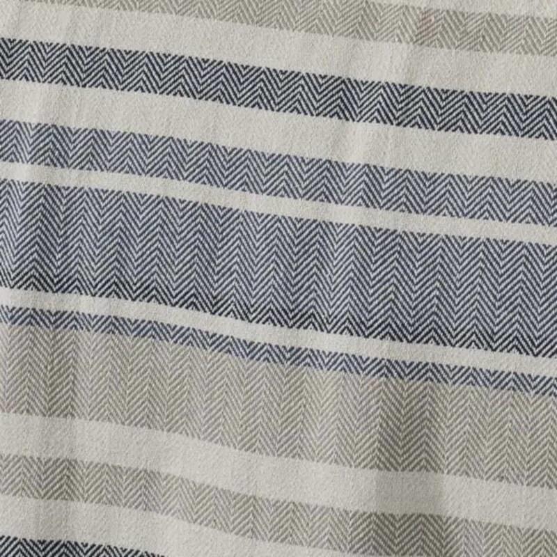 King size Navy Blue Tan Cream Chevron Stripe Lightweight Cotton Blanket