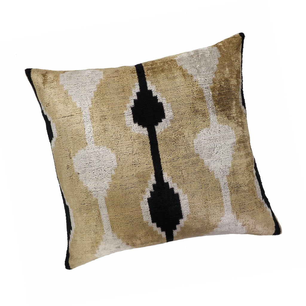 Kisses Silk Velvet Ikat Throw Pillow Cover X 20, back view - House Of Avana
