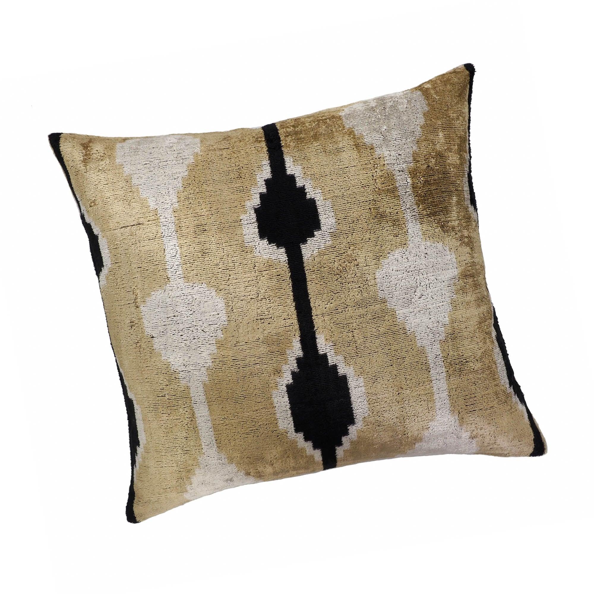 Kisses Silk Velvet Ikat Throw Pillow Cover X 20, back view - House Of Avana