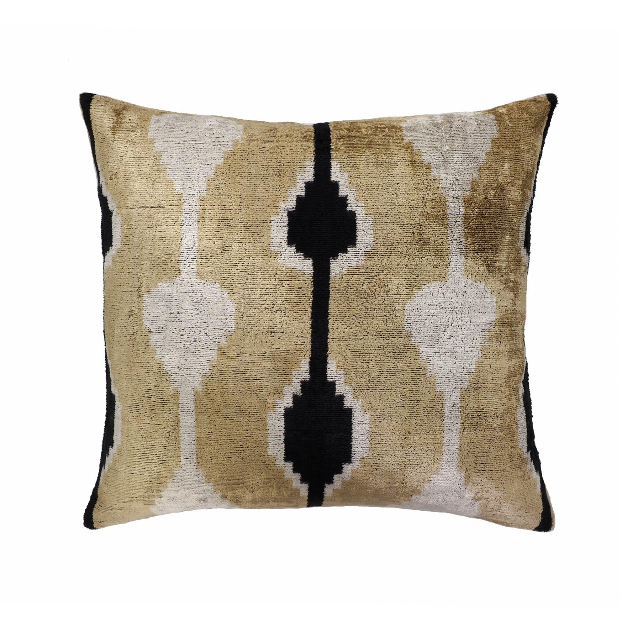 Kisses Silk Velvet Ikat Throw Pillow Cover X 20, front view - House Of Avana