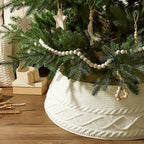 1pc Knitted Christmas Tree Collar, Cream Cross Diamond Edge Coarse Twisted Flower Knitted Christmas Tree Collar, Farmhouse Country Tree Ring Tree Skirt Used for Christmas Home Decoration, Christmas Holiday Parties, Home, Gard House Of Avana [[SKU:HOA-XMS-019]]