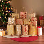 10 Christmas gift bags/hot stamping and hot stamping process/hard kraft paper material/cartoon Christmas tree reindeer snowflake pattern/gift bag holiday party kraft paper gift bags/Christmas party supplies/Christmas/Festive House Of Avana [[SKU:HOA-STO-041]]