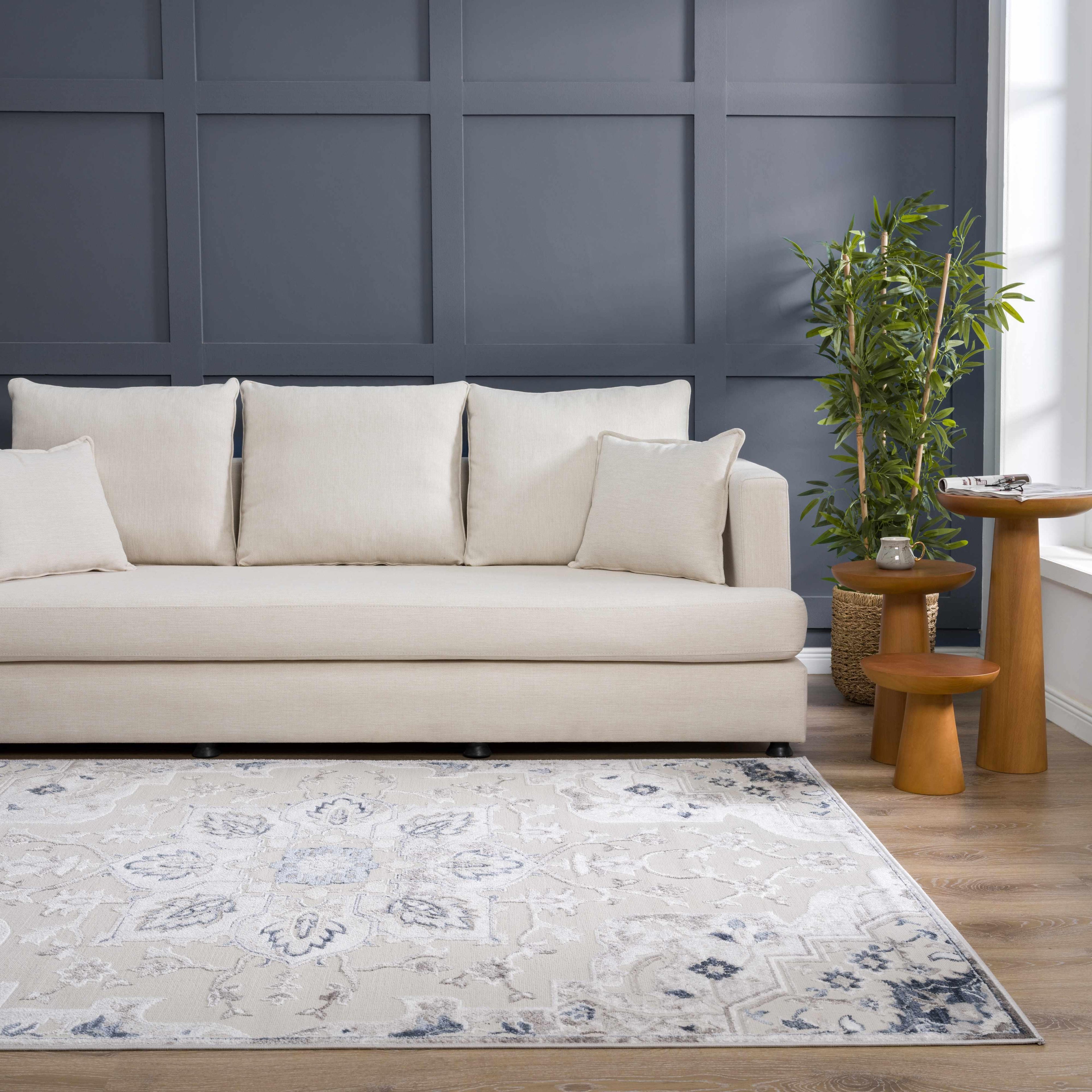 Calum Blue & Gray Area Rug Hauteloom