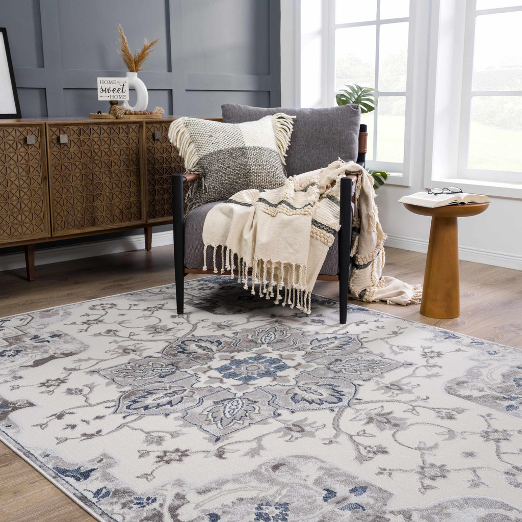 Calum Blue & Gray Area Rug Hauteloom