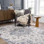 Calum Blue & Gray Area Rug Hauteloom