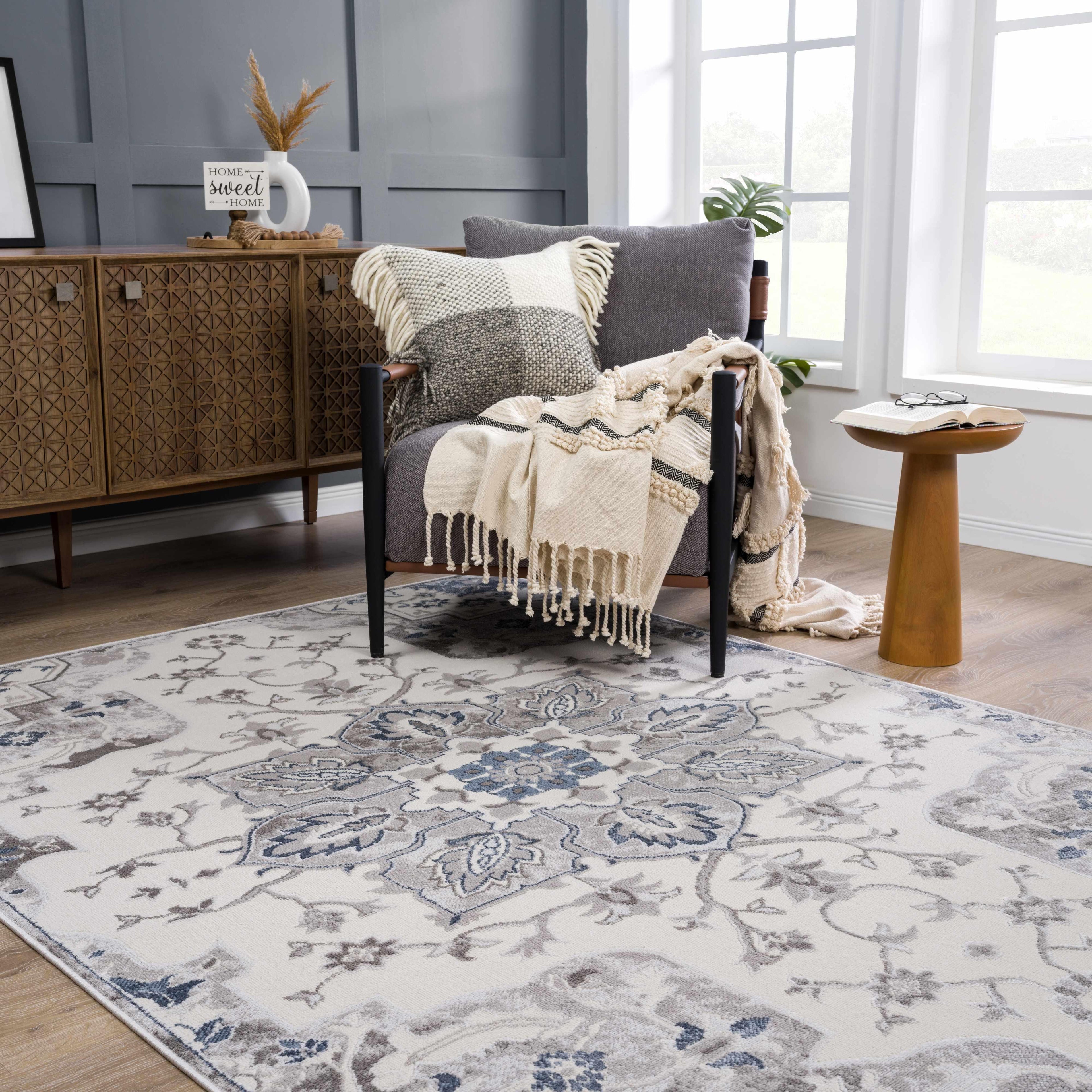 Calum Blue & Gray Area Rug Hauteloom