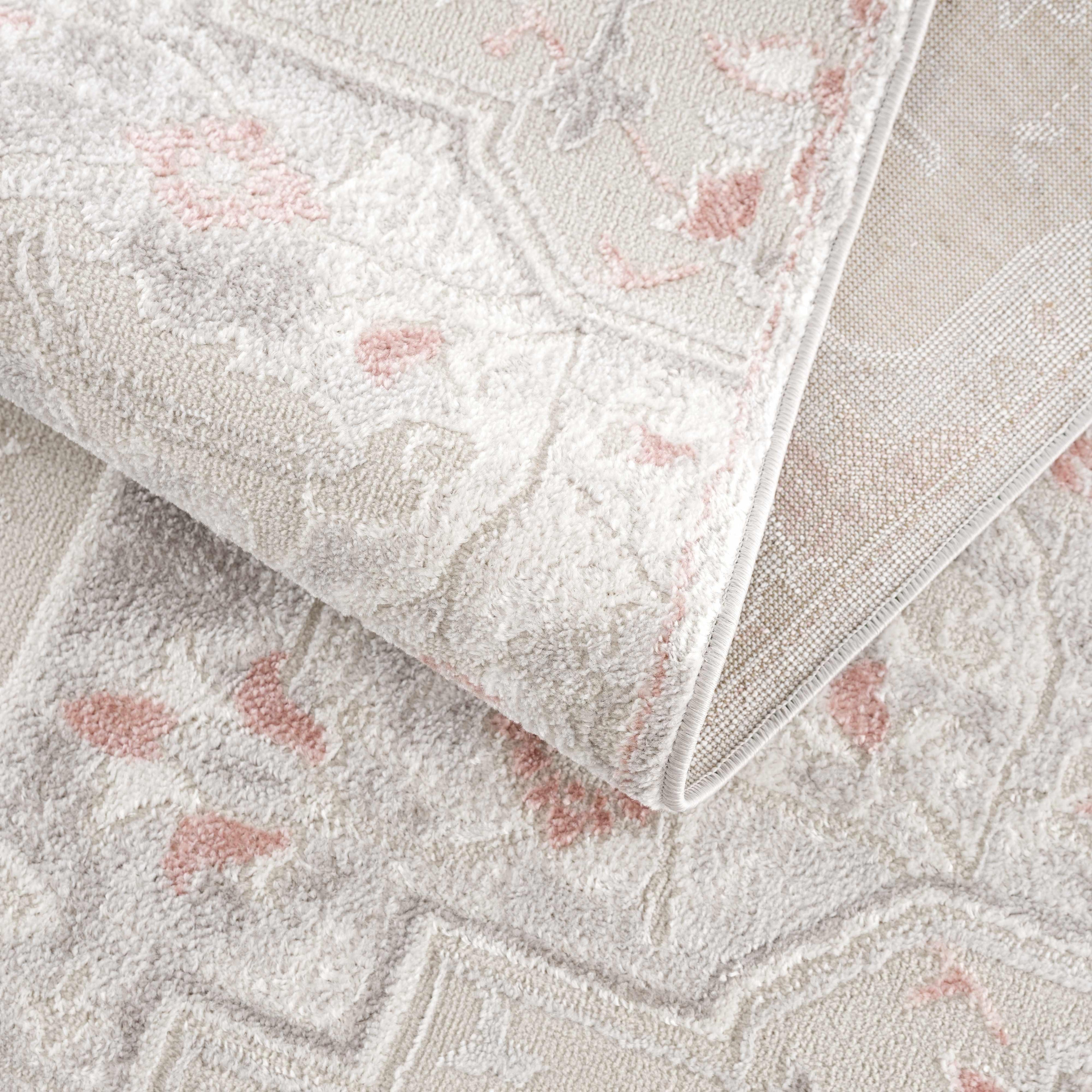 Calum Pink & Gray Area Rug Hauteloom