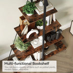LIZHOUMIL 4-Tier Modern Boat-Shaped Bookshelf - Space-Saving Narrow Wooden & Metal Storage Shelf Organizer with Sturdy PB Board, Black Home Decor for Living Room, Bedroom, Office, Bookshelf Furniture, Bedroom Bookshelf, Conte House Of Avana