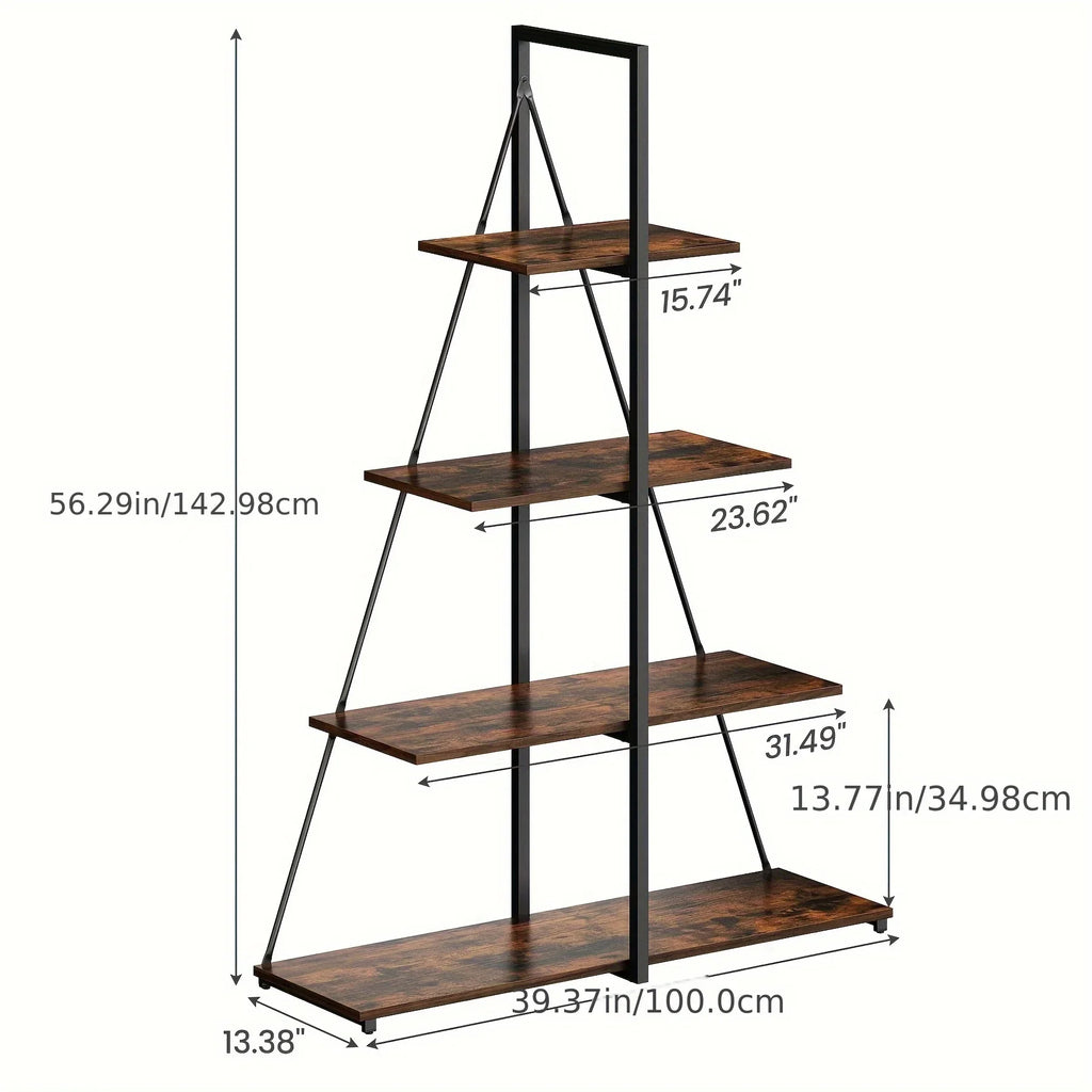 LIZHOUMIL 4-Tier Modern Boat-Shaped Bookshelf - Space-Saving Narrow Wooden & Metal Storage Shelf Organizer with Sturdy PB Board, Black Home Decor for Living Room, Bedroom, Office, Bookshelf Furniture, Bedroom Bookshelf, Conte House Of Avana