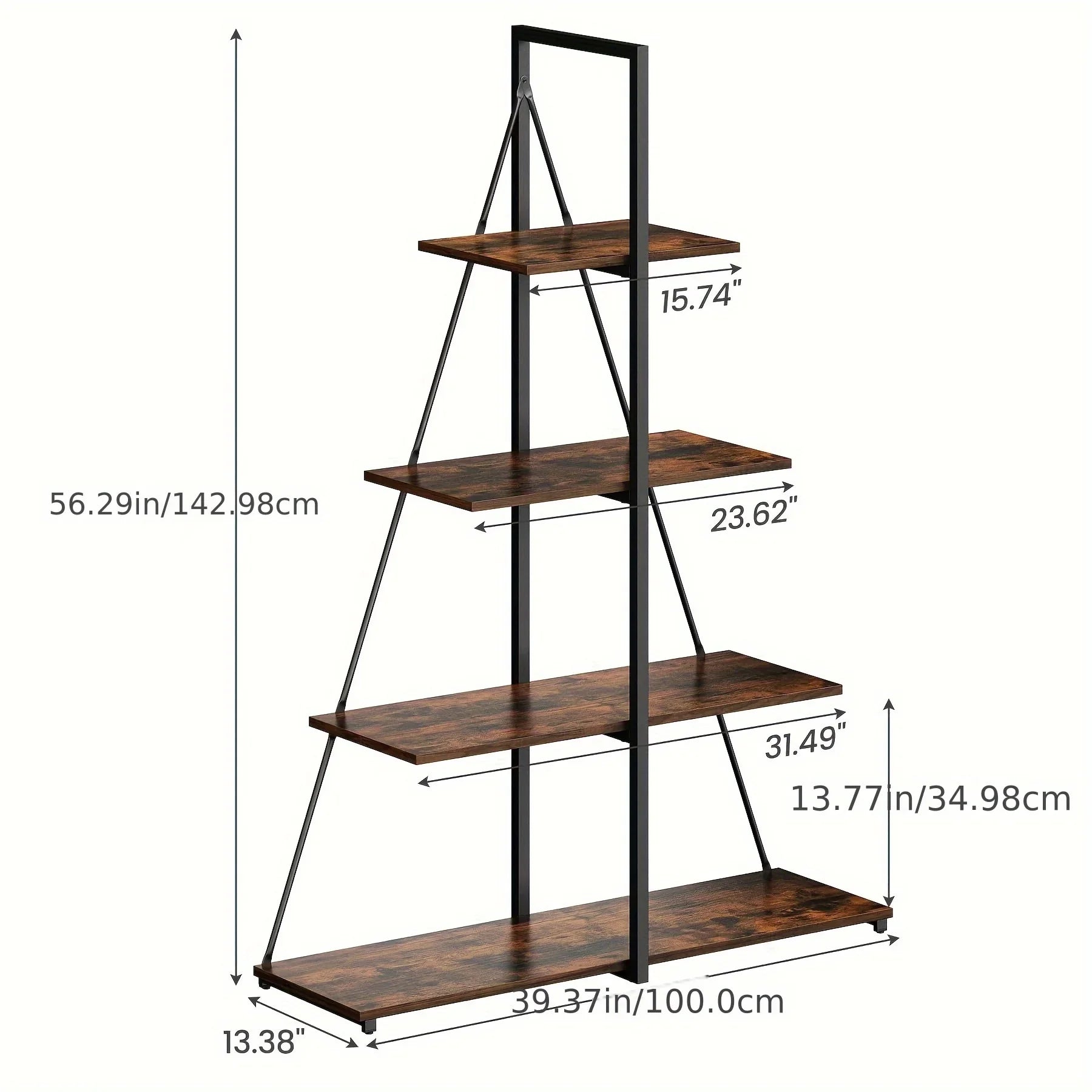 LIZHOUMIL 4-Tier Modern Boat-Shaped Bookshelf - Space-Saving Narrow Wooden & Metal Storage Shelf Organizer with Sturdy PB Board, Black Home Decor for Living Room, Bedroom, Office, Bookshelf Furniture, Bedroom Bookshelf, Conte House Of Avana
