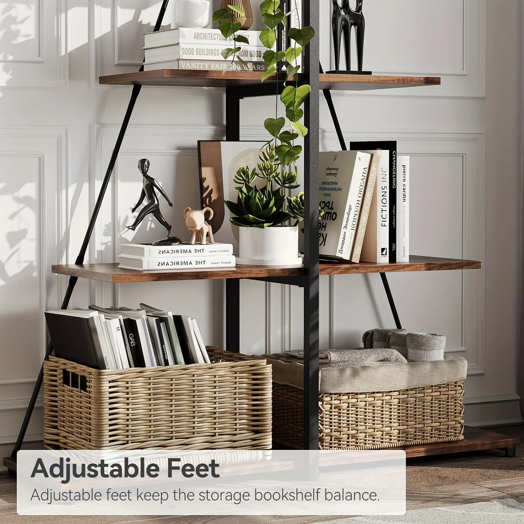 LIZHOUMIL 4-Tier Modern Boat-Shaped Bookshelf - Space-Saving Narrow Wooden & Metal Storage Shelf Organizer with Sturdy PB Board, Black Home Decor for Living Room, Bedroom, Office, Bookshelf Furniture, Bedroom Bookshelf, Conte House Of Avana