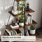 LIZHOUMIL 4-Tier Modern Boat-Shaped Bookshelf - Space-Saving Narrow Wooden & Metal Storage Shelf Organizer with Sturdy PB Board, Black Home Decor for Living Room, Bedroom, Office, Bookshelf Furniture, Bedroom Bookshelf, Conte House Of Avana