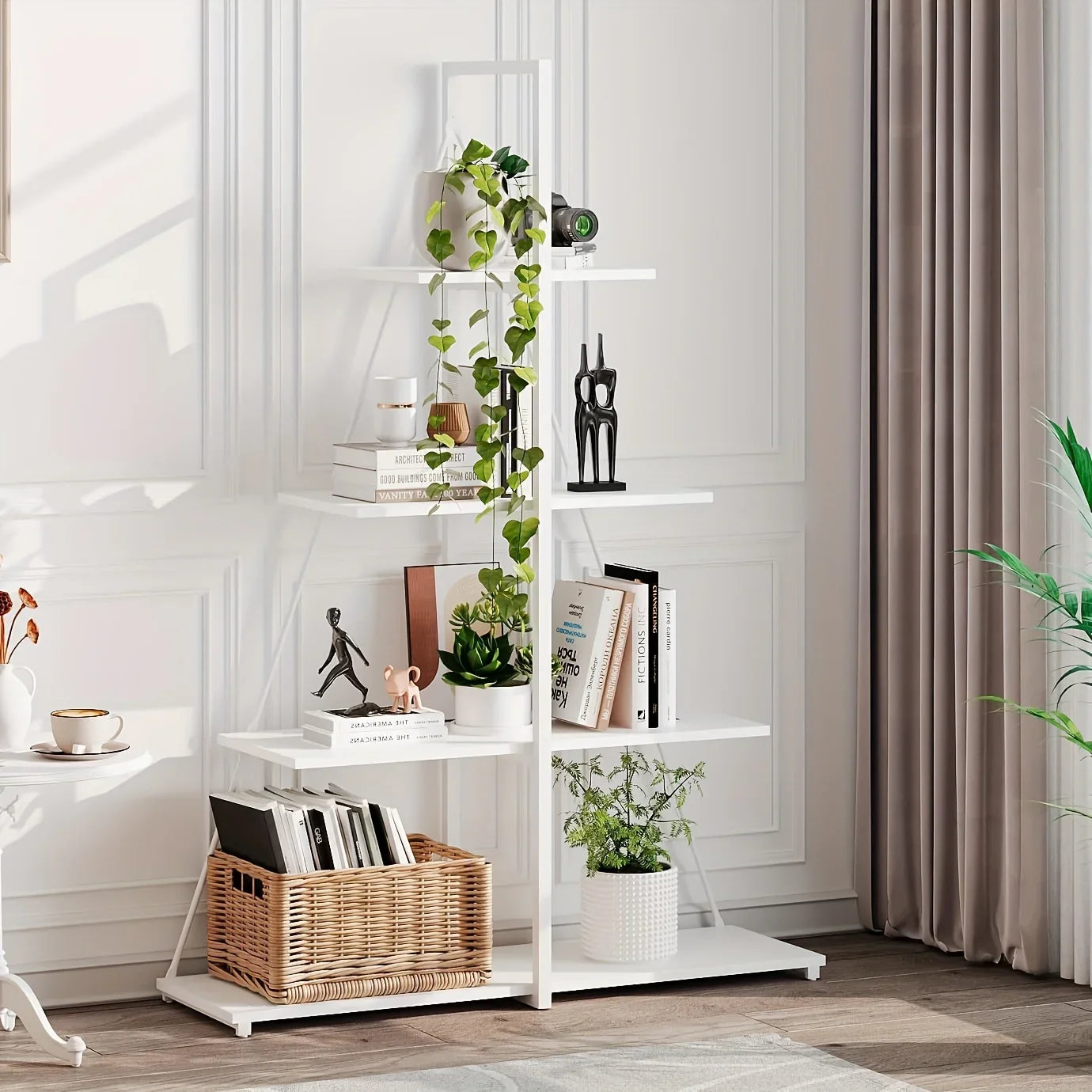 LIZHOUMIL 4-Tier Modern Boat-Shaped Bookshelf - Space-Saving Narrow Wooden & Metal Storage Shelf Organizer with Sturdy PB Board, Black Home Decor for Living Room, Bedroom, Office, Bookshelf Furniture, Bedroom Bookshelf, Conte House Of Avana