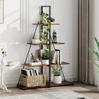 LIZHOUMIL 4-Tier Modern Boat-Shaped Bookshelf - Space-Saving Narrow Wooden & Metal Storage Shelf Organizer with Sturdy PB Board, Black Home Decor for Living Room, Bedroom, Office, Bookshelf Furniture, Bedroom Bookshelf, Conte House Of Avana