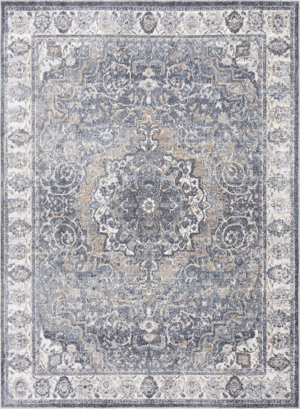Aurum Blue Washable Area Rug Hauteloom