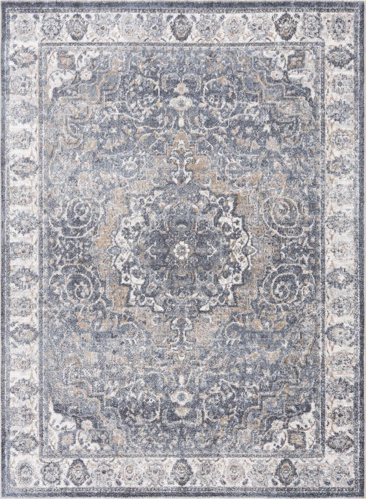 Aurum Blue Washable Area Rug Hauteloom