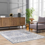 Aurum Blue Washable Area Rug Hauteloom