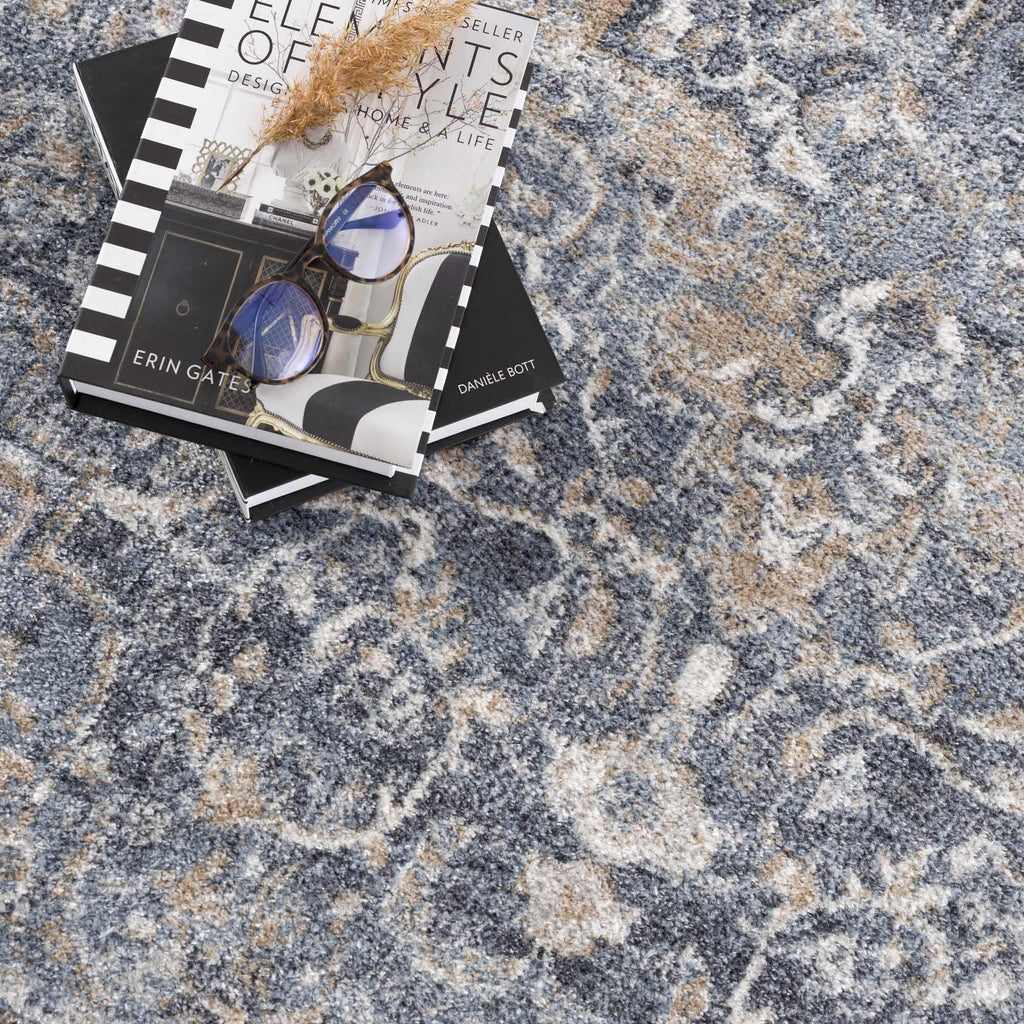 Aurum Blue Washable Area Rug Hauteloom