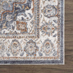 Aurum Blue & Beige Washable Area Rug Hauteloom