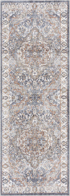Aurum Blue & Beige Washable Area Rug Hauteloom