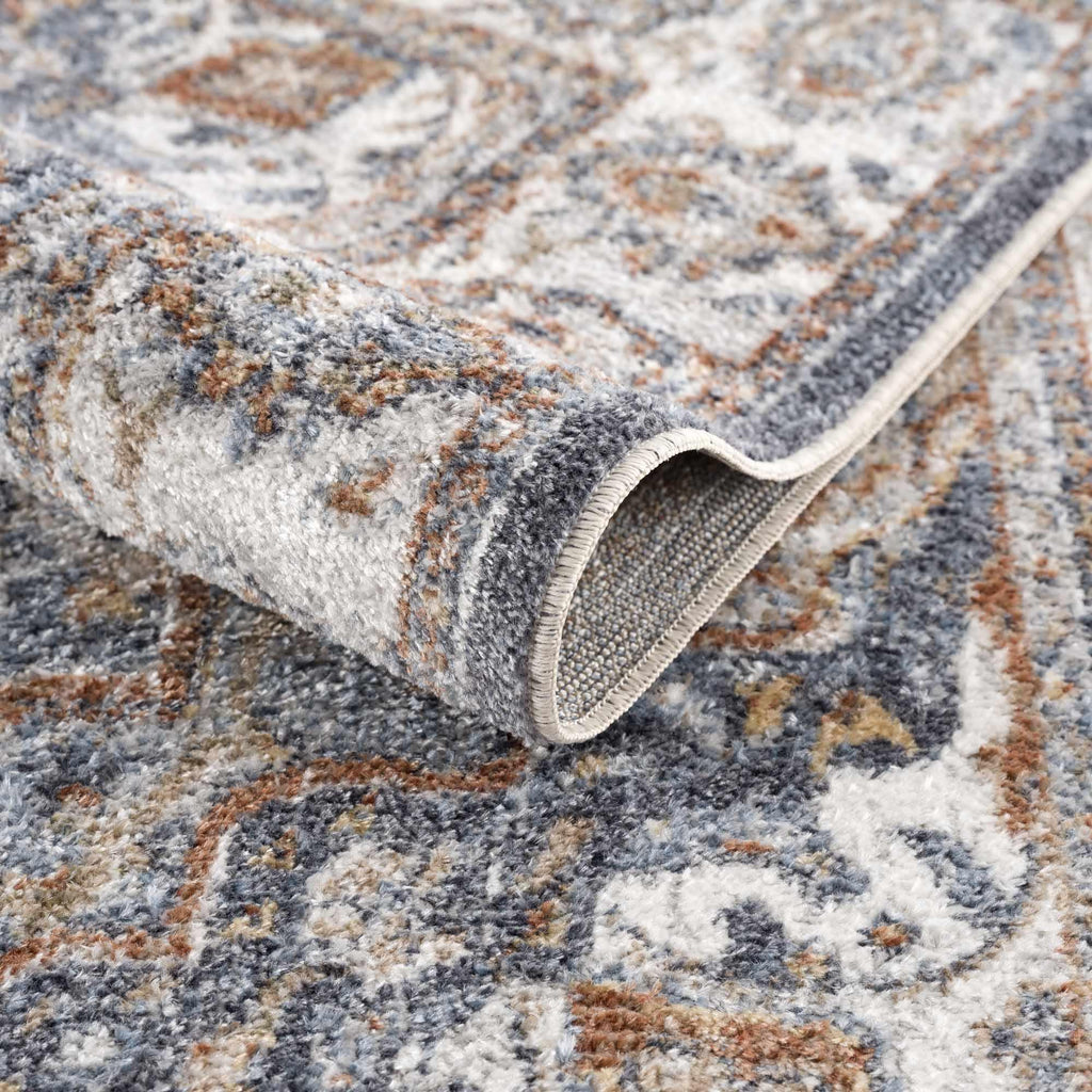 Aurum Blue & Beige Washable Area Rug Hauteloom