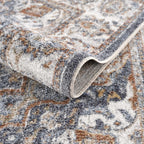 Aurum Blue & Beige Washable Area Rug Hauteloom