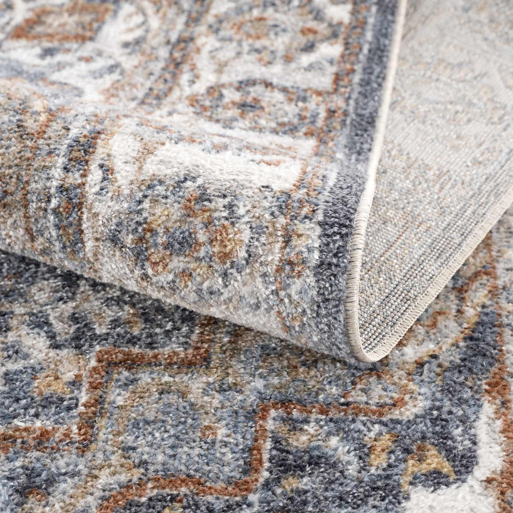 Aurum Blue & Beige Washable Area Rug Hauteloom