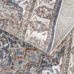 Aurum Blue & Beige Washable Area Rug Hauteloom