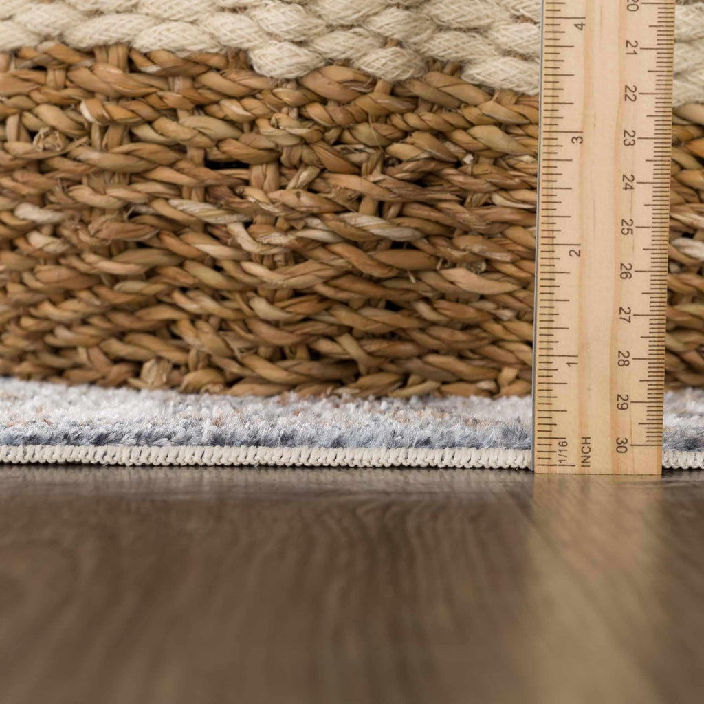 Aurum Blue & Beige Washable Area Rug Hauteloom