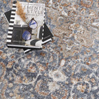 Aurum Blue & Beige Washable Area Rug Hauteloom