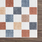 Alie Colorful Checkered Washable Rug Hauteloom