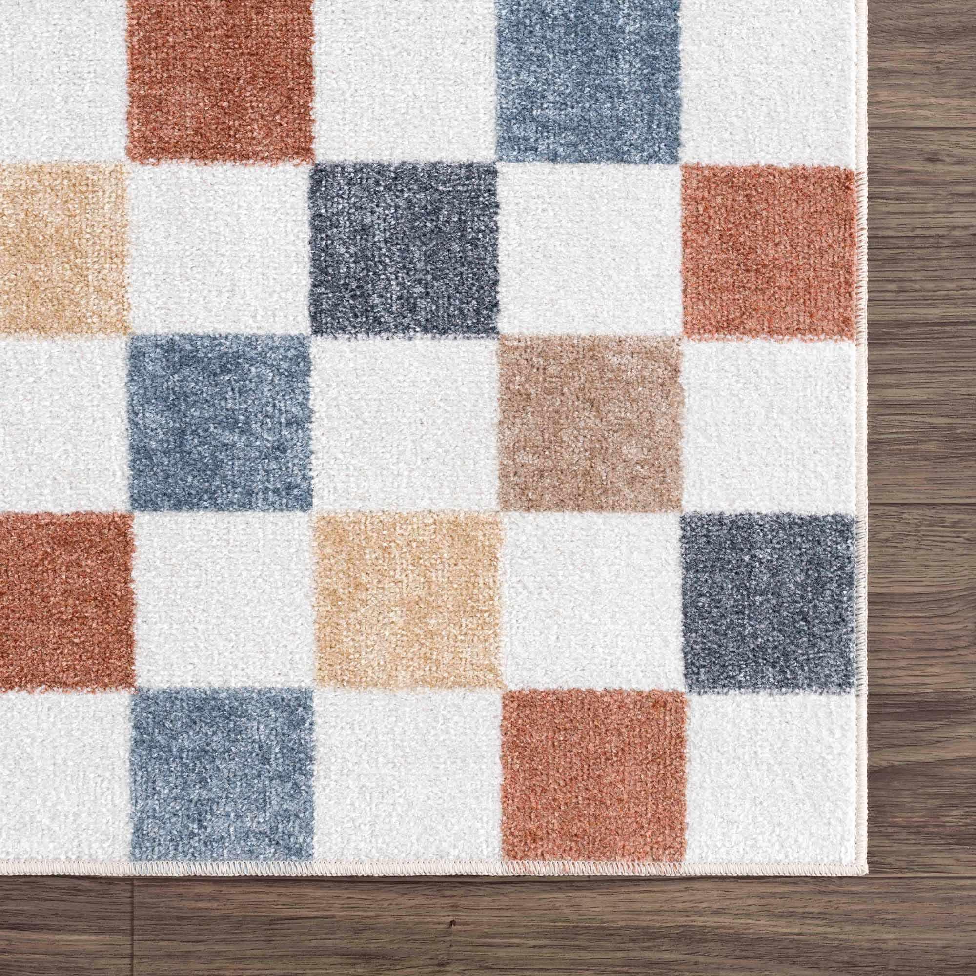 Alie Colorful Checkered Washable Rug Hauteloom