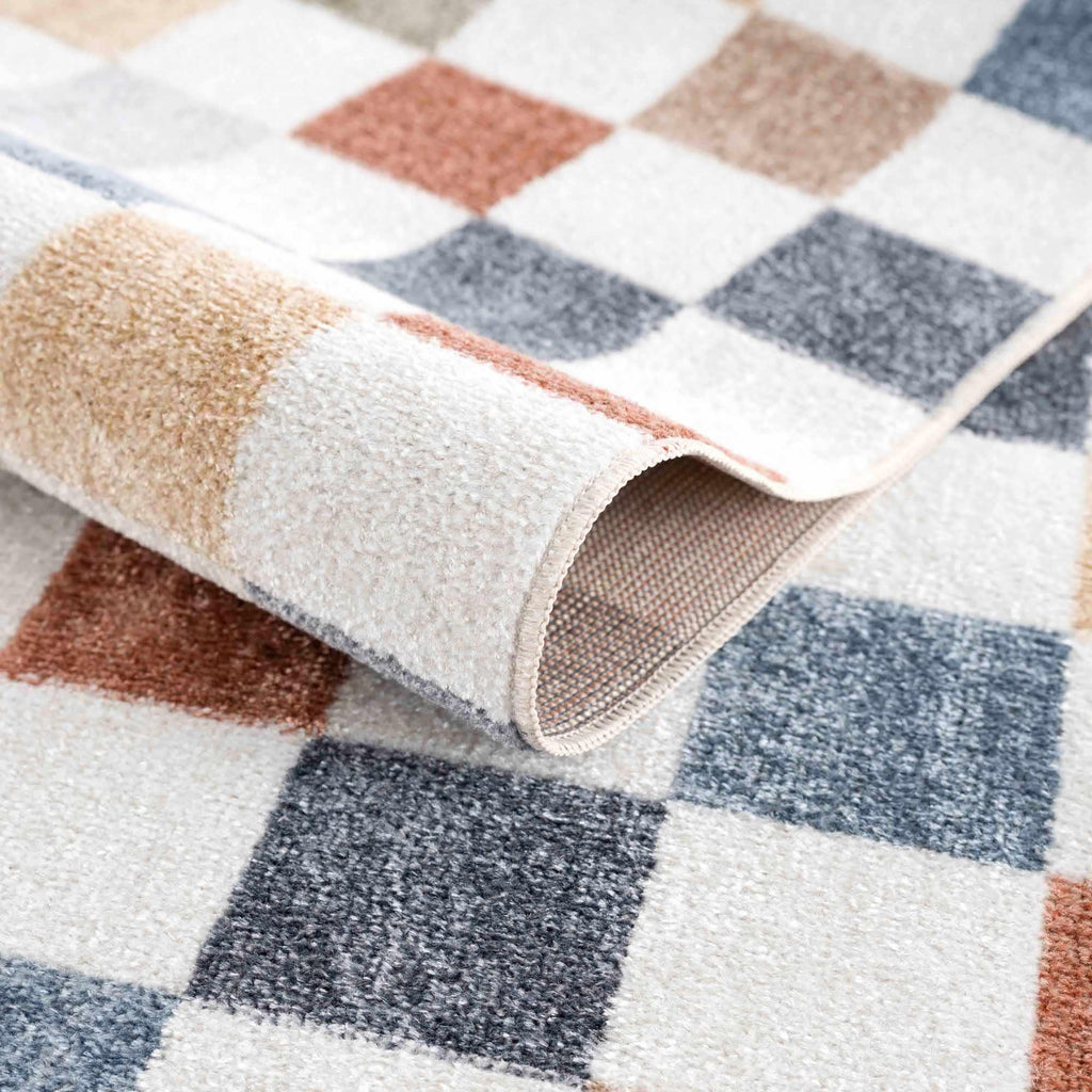 Alie Colorful Checkered Washable Rug Hauteloom