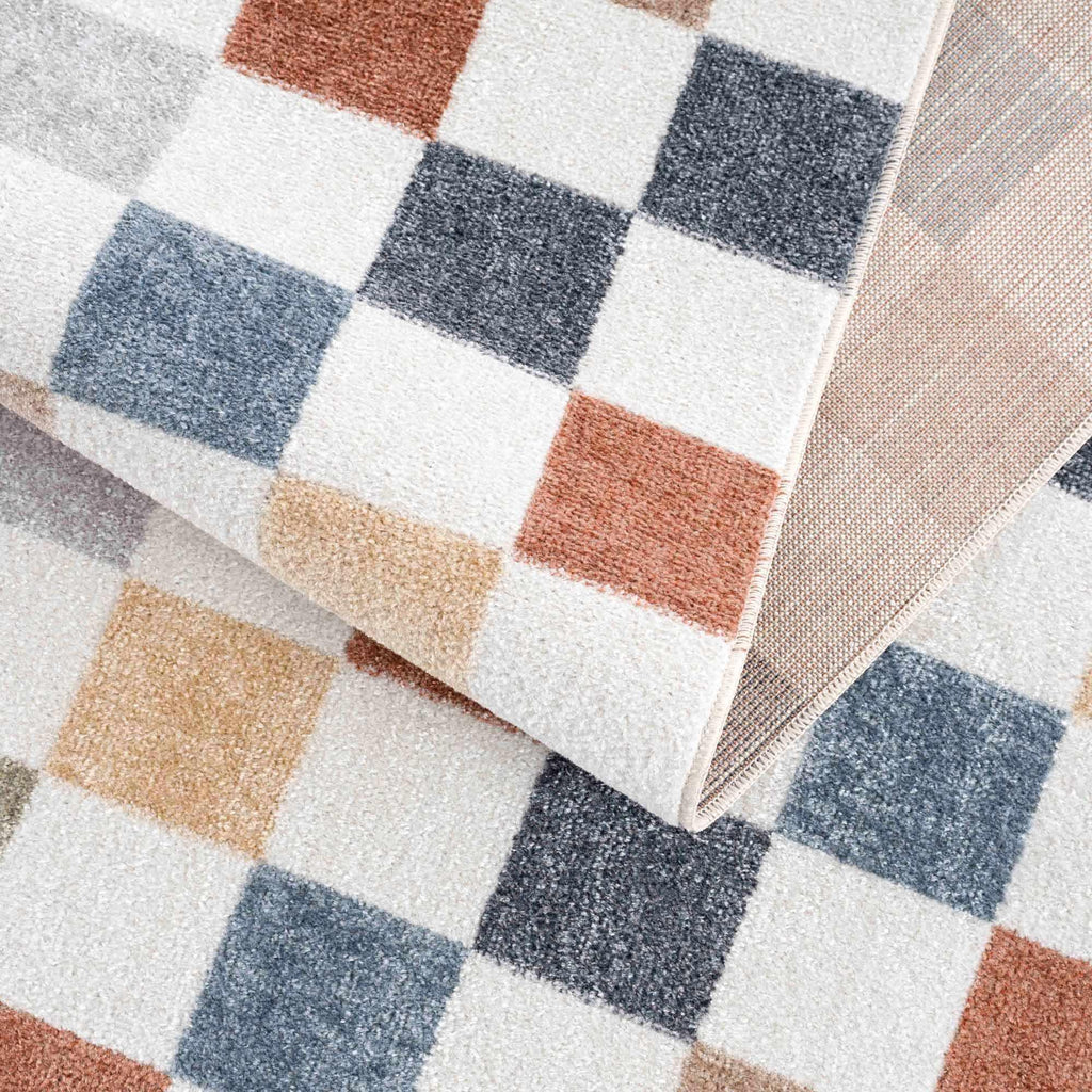 Alie Colorful Checkered Washable Rug Hauteloom