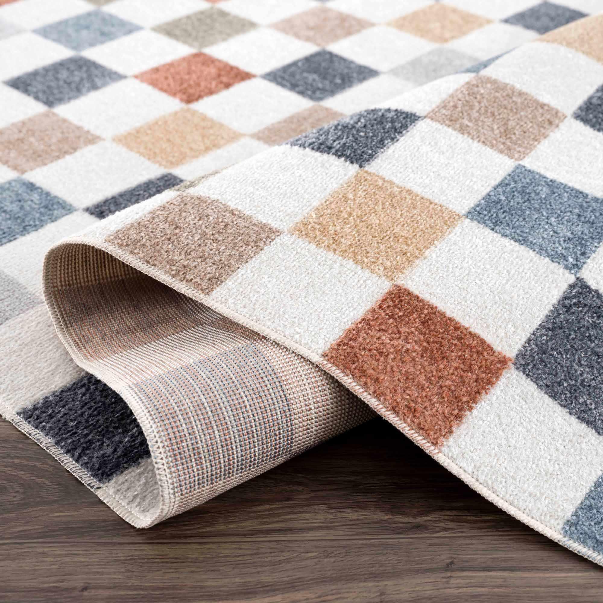Alie Colorful Checkered Washable Rug Hauteloom