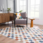 Alie Colorful Checkered Washable Rug Hauteloom