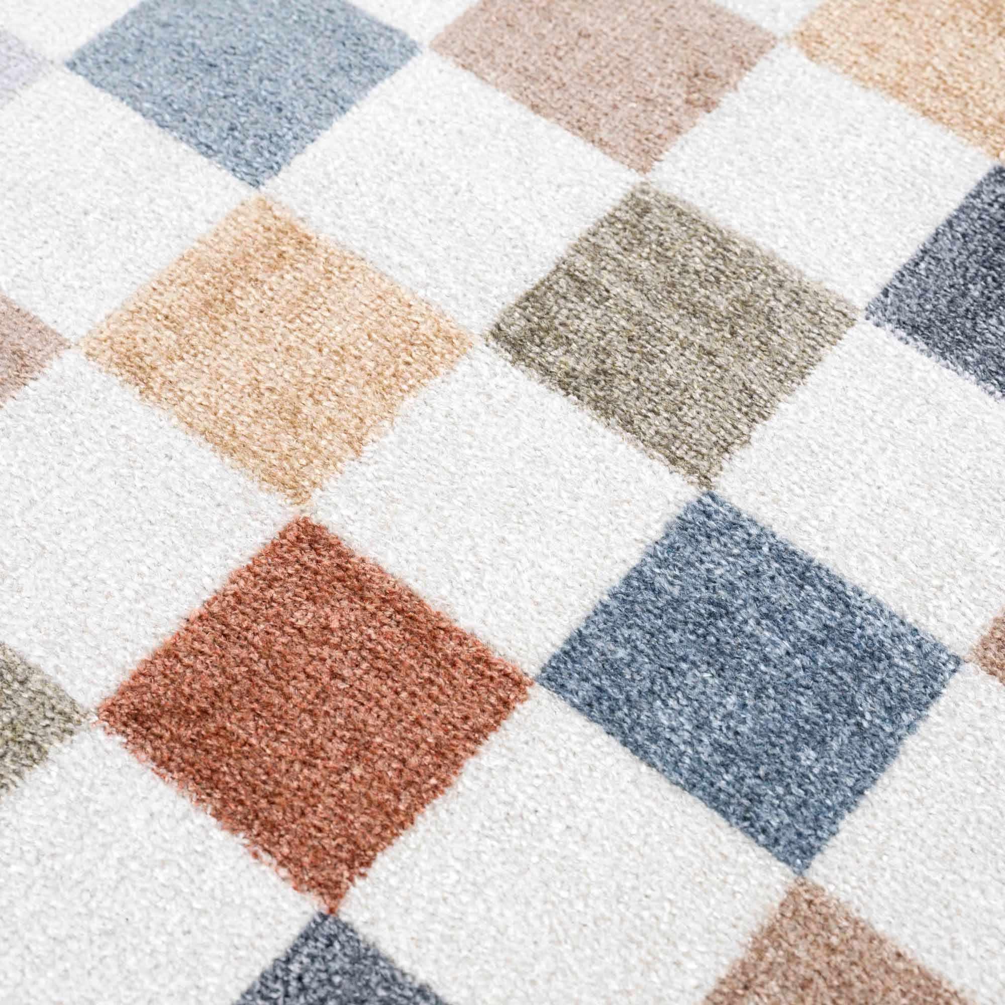 Alie Colorful Checkered Washable Rug Hauteloom