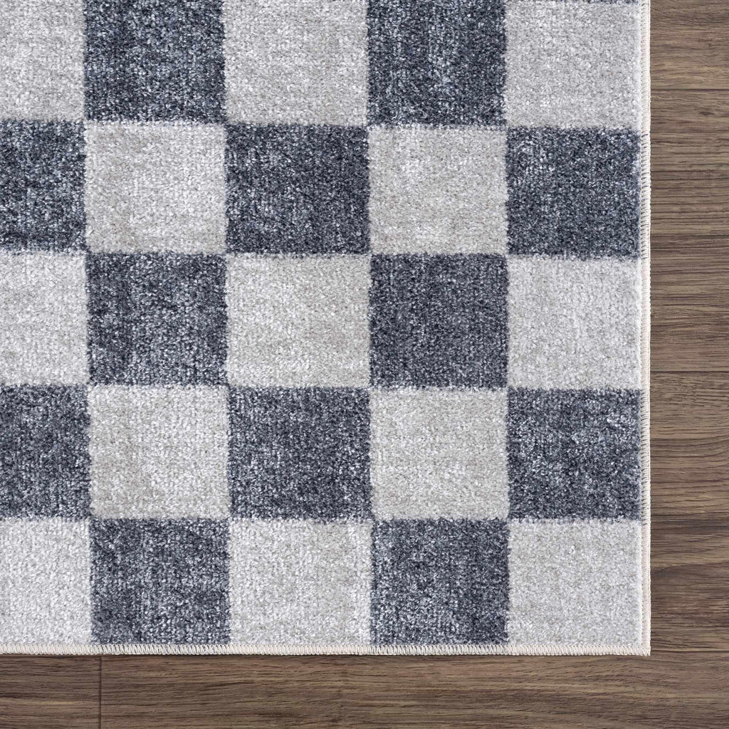 Alie Gray Checkered Washable Area Rug Hauteloom
