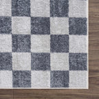Alie Gray Checkered Washable Area Rug Hauteloom