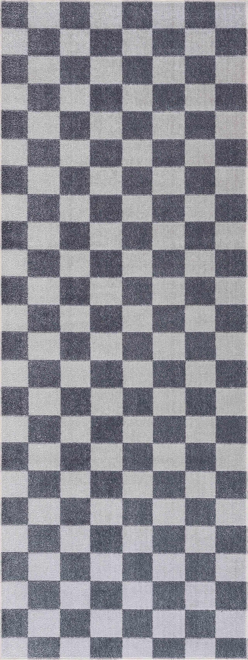 Alie Gray Checkered Washable Area Rug Hauteloom
