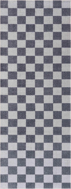 Alie Gray Checkered Washable Area Rug Hauteloom
